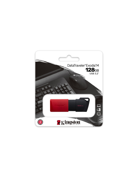 128GB  DataTraveler Exodia M USB Type-A 3.2 Gen 1 (3.1 Gen 1) Black, Red