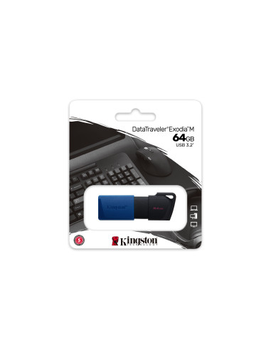 64GB  DataTraveler Exodia M USB Type-A 3.2 Gen 1 (3.1 Gen 1) Black, Blue