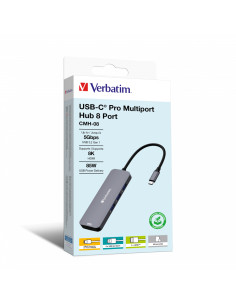 CMH-08 USB Type-C Pro Multiport Hub 8 Port 2 x HDMI, 8K 30Hz, 4K 30Hz, 3 x USB-A 3.2 Gen1, 5Gb/s, 1 x SD 3.0, 1 x microSD 3.0, 