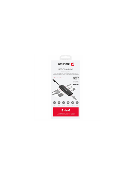 Hub USB C HUB 8-IN-1 (USB-C 100W, HDMI 4K, LAN RJ45, 2x USB-A, 1x USB-C 5GBps, SD, MICRO SD) ALUMINIUM