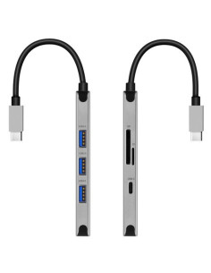 USB-C HUB 6-IN-1 (USB-C PD, 3x USB-A 3.0, SD, MICRO SD) ALUMINIUM 2