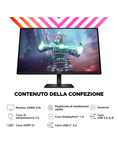 27" OMEN 4K UHD 144Hz 1ms(GTG) IPS G-SYNC KVM HDR400 USB-C Black