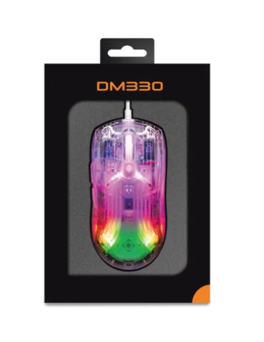 DM330 Transparent Gaming Mouse, RGB Wired, 10000DPI