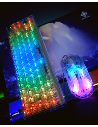 DM330 Transparent Gaming Mouse, RGB Wired, 10000DPI