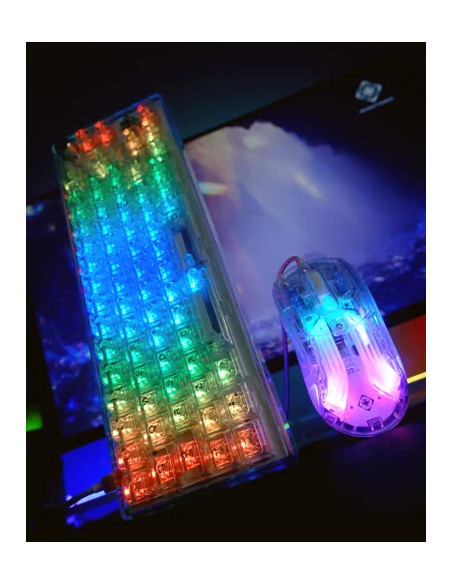 DM330 Transparent Gaming Mouse, RGB Wired, 10000DPI