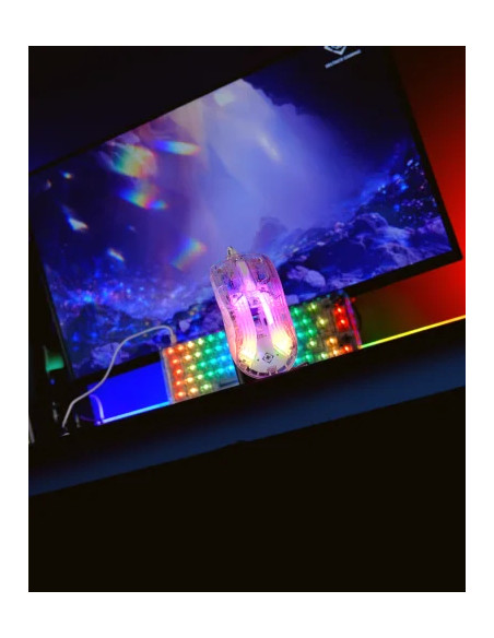 DM330 Transparent Gaming Mouse, RGB Wired, 10000DPI