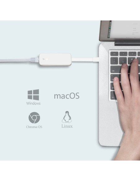USB Type-C to RJ45 Gigabit Ethernet Network Adapter White