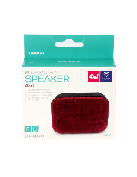 Speaker Bluetooth, Micro SD, USB, Radio FM Black/Red