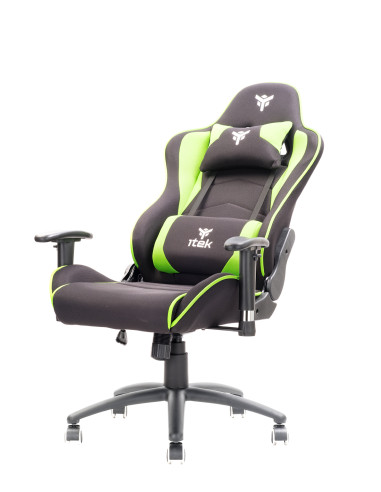 Gaming Chair PLAYCOM FM20 - Tessuto, Doppio Cuscino, Braccioli  Nero/Verde