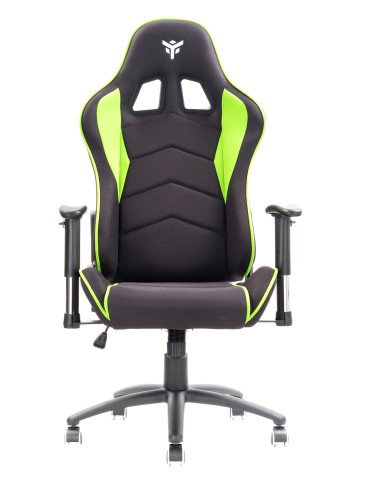 Gaming Chair PLAYCOM FM20 - Tessuto, Doppio Cuscino, Braccioli  Nero/Verde