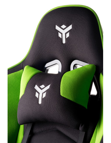 Gaming Chair PLAYCOM FM20 - Tessuto, Doppio Cuscino, Braccioli  Nero/Verde