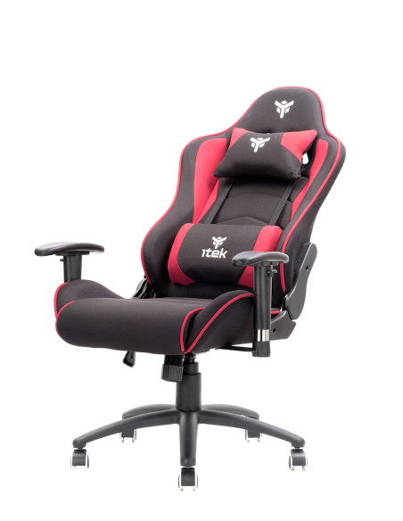 Gaming Chair PLAYCOM FM20 - Tessuto, Doppio Cuscino, Braccioli  Nero/Rosso