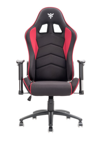 Gaming Chair PLAYCOM FM20 - Tessuto, Doppio Cuscino, Braccioli  Nero/Rosso