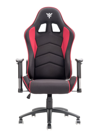 Gaming Chair PLAYCOM FM20 - Tessuto, Doppio Cuscino, Braccioli  Nero/Rosso