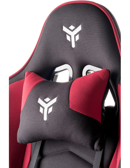 Gaming Chair PLAYCOM FM20 - Tessuto, Doppio Cuscino, Braccioli  Nero/Rosso