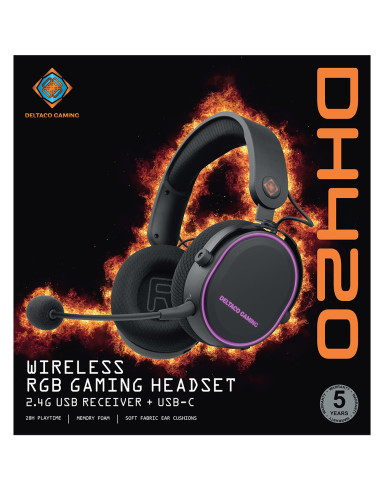 Wireless gaming headset RGB, USB-C, Black/RGB