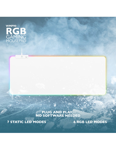 Gaming Mousepad White Line RGB, (900x360x4)mm, 13 Led Modes