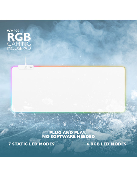 Gaming Mousepad White Line RGB, (900x360x4)mm, 13 Led Modes