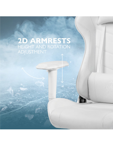 Gaming Chair WCH80 ergonomica, ecopelle, White, doppio cuscinetto nuca-schiena
