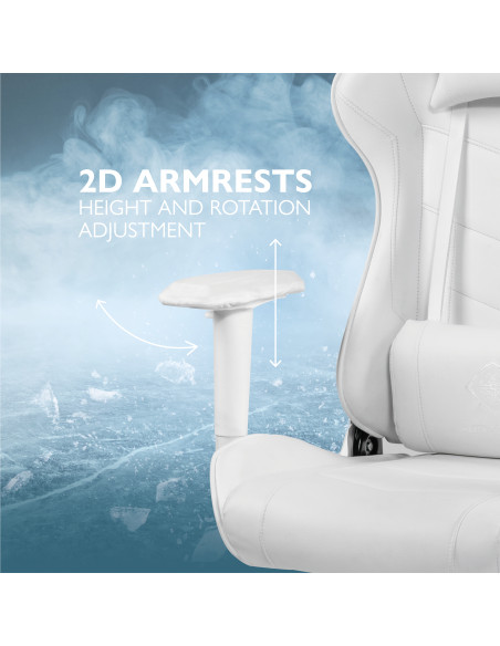 Gaming Chair WCH80 ergonomica, ecopelle, White, doppio cuscinetto nuca-schiena
