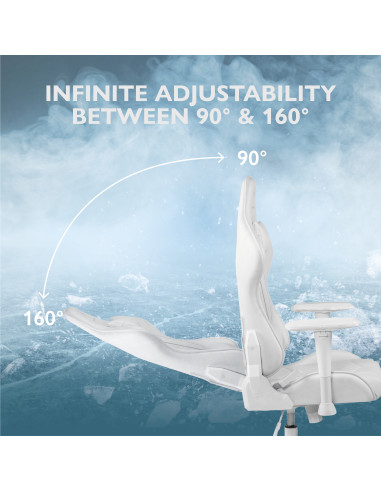 Gaming Chair WCH80 ergonomica, ecopelle, White, doppio cuscinetto nuca-schiena