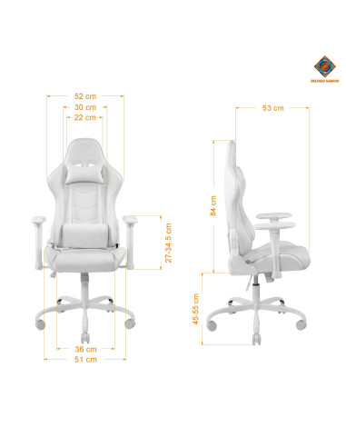 Gaming Chair WCH80 ergonomica, ecopelle, White, doppio cuscinetto nuca-schiena