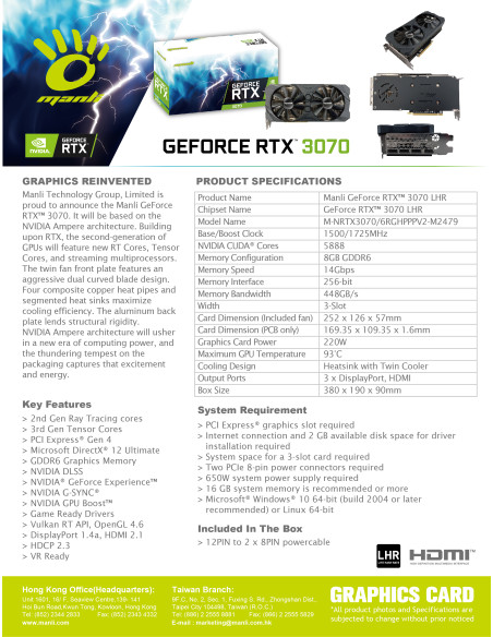 8GB GeForce RTX 3070 Twin GDDR6 LHR