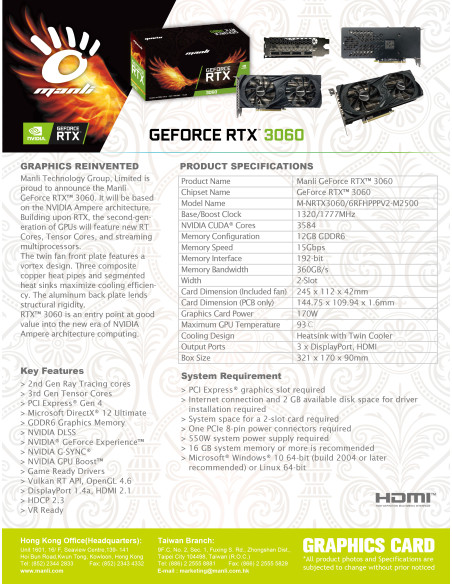 12GB GeForce RTX 3060 Twin LHR GDDR6