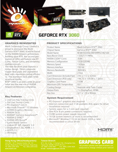 12GB GeForce RTX 3060 Twin GDDR6 LHR