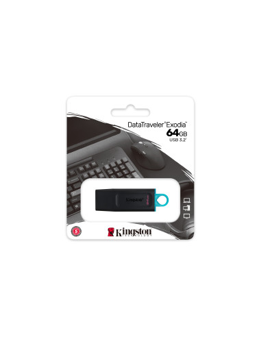 64GB DataTraveler Exodia USB Type-A 3.2 Gen 1 (3.1 Gen 1)