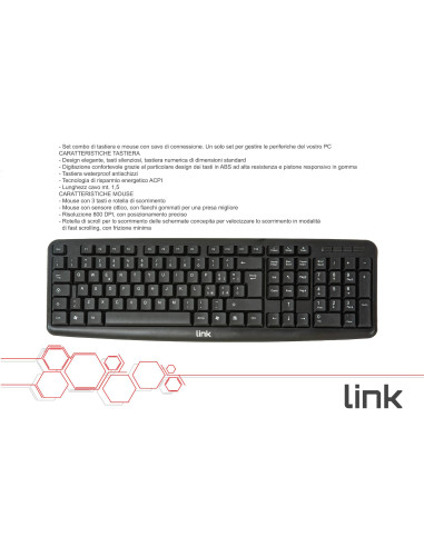 KIT TASTIERA ITALIANA108 TASTI E MOUSE OTTICOCON CAVO USB
