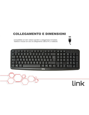 KIT TASTIERA ITALIANA108 TASTI E MOUSE OTTICOCON CAVO USB