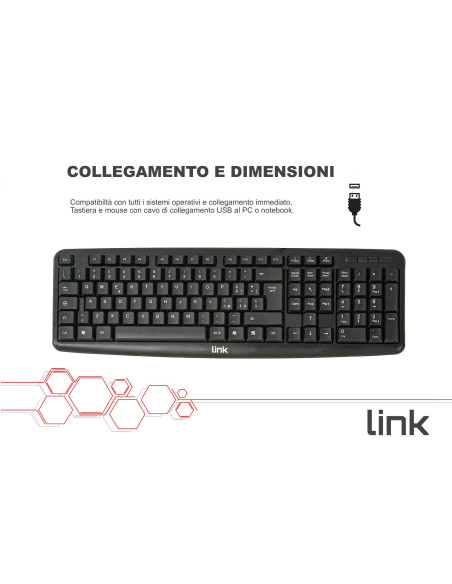 KIT TASTIERA ITALIANA108 TASTI E MOUSE OTTICOCON CAVO USB