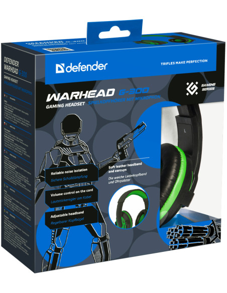 WARHEAD G-300, Cuffie con microfono, nero/verde