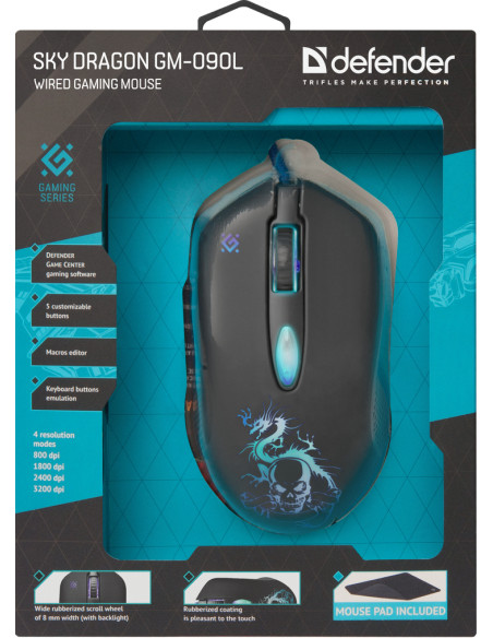 SKY DRAGON GM-090L, 800-3200 DPI, RGB