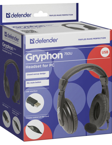 GRYPHONE 750U, CUFFIE con microfono, USB