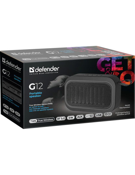 G12 - CASSA BLUETOOTH 5.0, 5W, NERO FM/TF/USB/AUX/TWS