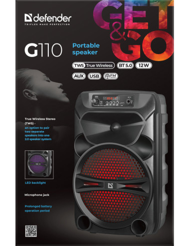 G110, CASSA BLUETOOTH 5.0, 12W