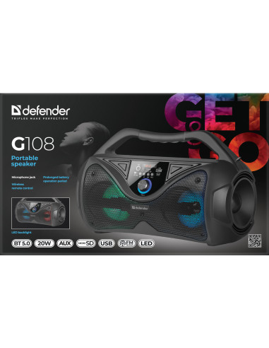 G108 CASSA BLUETOOTH 5.0, 20W, LED