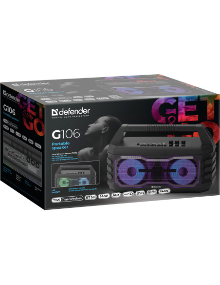 G106 - CASSA BLUETOOTH 5.0 RGB/FM/USB/LED/MIC 14W