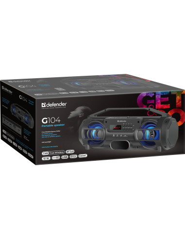 G104 - CASSA BLUETOOTH 5.0, 12W, RETRO LED, NERO