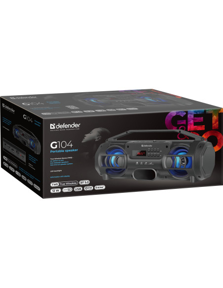 G104 - CASSA BLUETOOTH 5.0, 12W, RETRO LED, NERO
