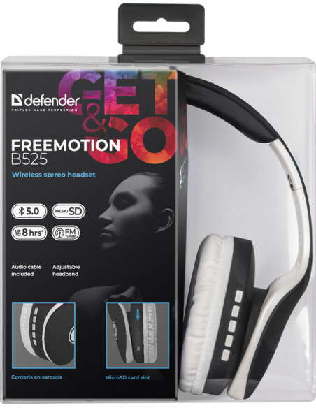 FREEMOTION B525, CUFFIE BLUETOOTH 5.0, GRIGIO/BIANCO