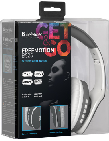 FREEMOTION B525, CUFFIE BLUETOOTH 5.0, GRIGIO/BIANCO