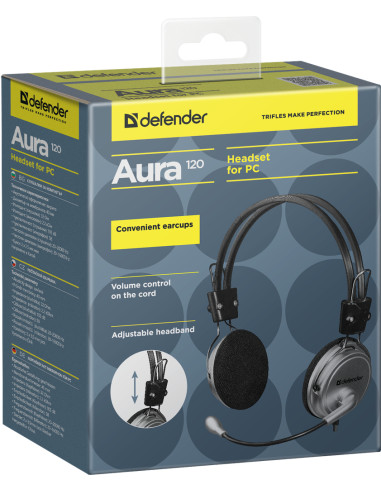 AURA 120 HEADSET CON MICROFONO, NERO/ARGENTO
