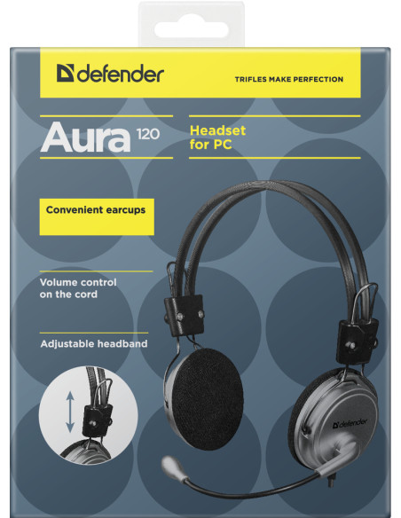 AURA 120 HEADSET CON MICROFONO, NERO/ARGENTO