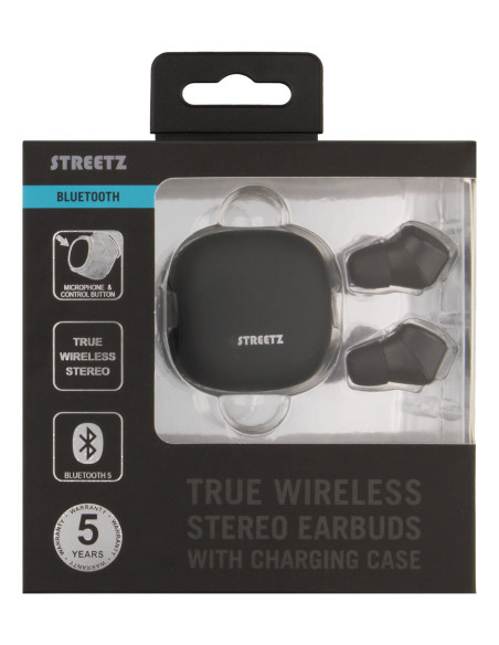 True Wireless Stereo in-ear, IPX6 charge case, black