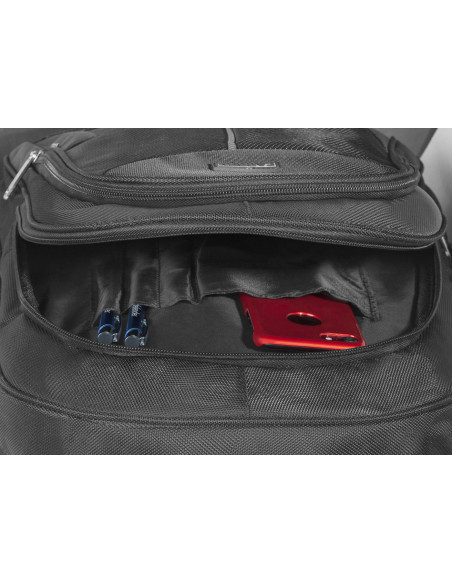15,6", Zaino per laptop, Carbon, Nero, reistente all'acqua, tasche laterali