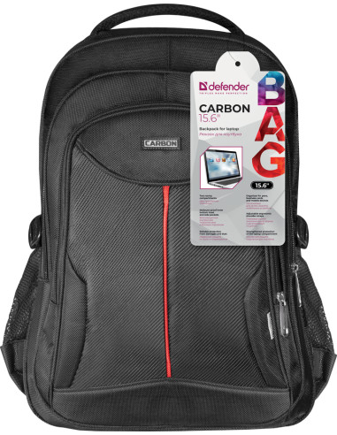 15,6", Zaino per laptop, Carbon, Nero, reistente all'acqua, tasche laterali
