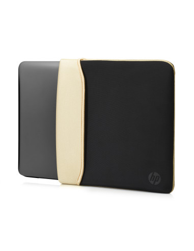 14" Sleeve for laptop, Reversible, gold/black, neoprene